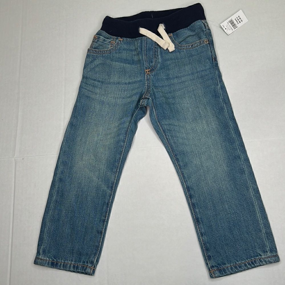 Baby Gap pull-on blue jeans drawstring waist size 3 years NWT